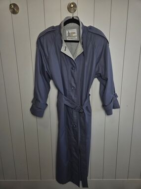 London Fog Long Trench Coat in Slate Blue
